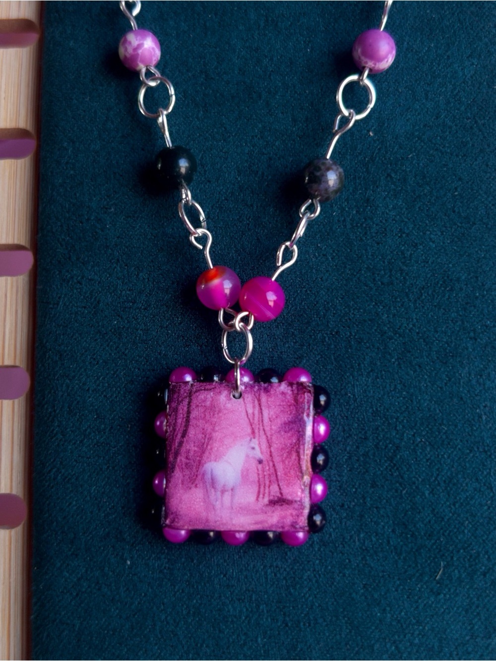 Pink Unicorn Crystal Necklace | Y2K Polaroid Fairycore Charm Jewelry